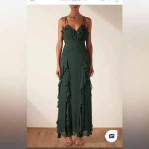Shona Joy LÈONIE DOUBLE STRAP FRILL MAXI DRESS - ROSEMARY